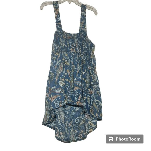 Honey & Sparkle Tank Top, Junior M, Blue & Yellow/Green Paisley, Front Tie, NWT - Picture 4 of 12